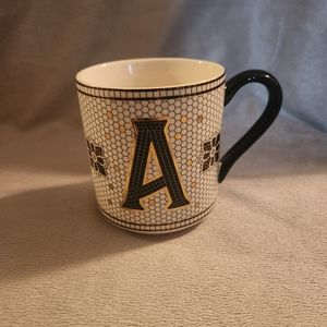 Anthropologie Margot Monogram Coffee Tea Mug Initial Letter A